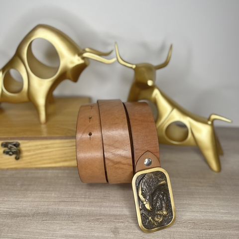 Thắt Lưng Nam da bò Ý nhập khẩu 1 lớp bản 3.8 cm-Khoá đồng đặc đúc hình Đại Bàng-Thương Hiệu Gootik Fashion