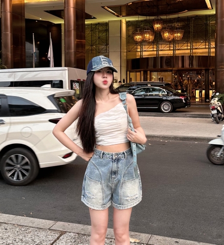 Quần Short Jeans Thiết Kế Thương hiệu GOOTIK FASHION - Cách điệu túi trước & sau