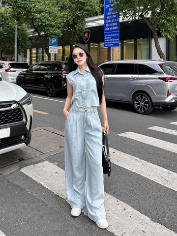 Quần Jeans Lụa Ống Rộng