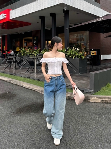 Quần Jeans nữ lưng cao loang màu cực chất - GOOTIKFASHION