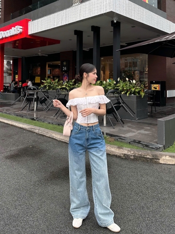 Quần Jeans nữ lưng cao loang màu cực chất - GOOTIKFASHION