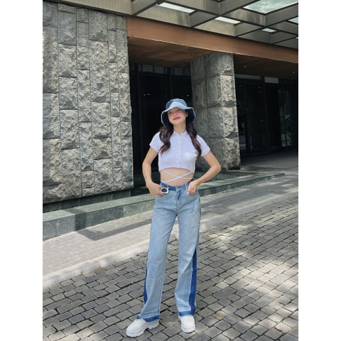 Quần Jeans nữ phối màu thời trang cao cấp Gootik Fashion