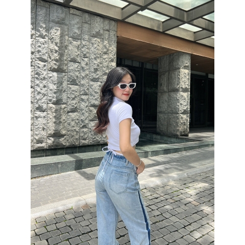 Quần Jeans nữ phối màu thời trang cao cấp Gootik Fashion