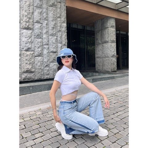 Quần Jeans nữ phối màu thời trang cao cấp Gootik Fashion