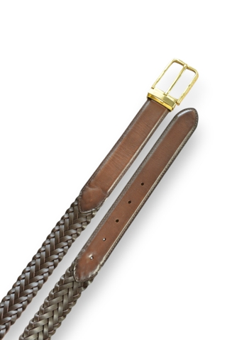 Thắt lưng Nam da bò đan phối bản 3.5cm-Khoá Kim-Thương Hiệu Gootik Fashion