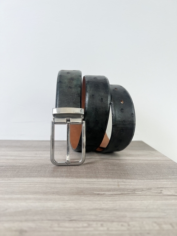 Dây nịt da Đà Điểu bản 3.5cm-Khoá kim kẹp- Thương Hiệu Gootik Fashion