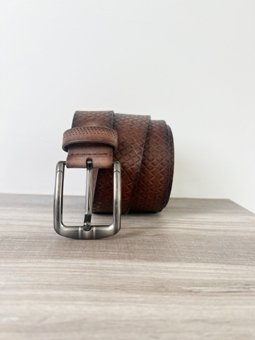 Thắt Lưng Nam da trâu 1 lớp vân đan sơn màu thủ công bản 3.8cm-Khoá Kim-Thương Hiệu Gootik Fashion