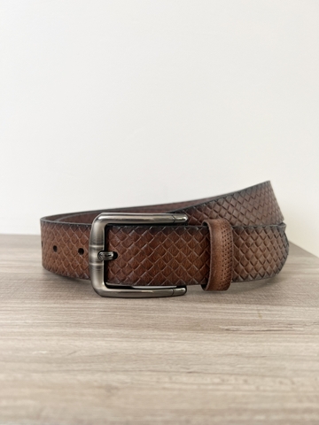 Thắt Lưng Nam da trâu 1 lớp vân đan sơn màu thủ công bản 3.8cm-Khoá Kim-Thương Hiệu Gootik Fashion