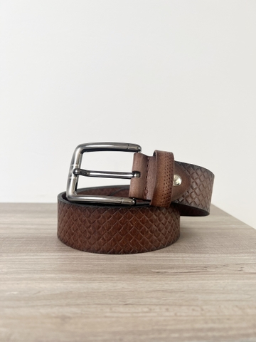 Thắt Lưng Nam da trâu 1 lớp vân đan sơn màu thủ công bản 3.8cm-Khoá Kim-Thương Hiệu Gootik Fashion