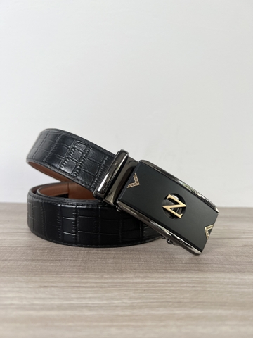 Thắt Lưng Nam da bò vân cá sấu 2 lớp bản 3.5cm-Khoá Tự Động-Thương Hiệu Gootik Fashion