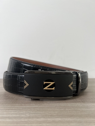 Thắt Lưng Nam da bò vân cá sấu 2 lớp bản 3.5cm-Khoá Tự Động-Thương Hiệu Gootik Fashion