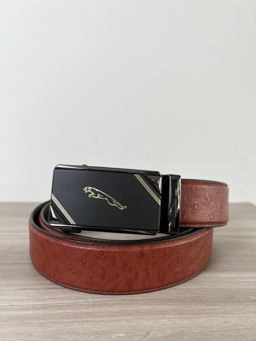 Dây nịt da bò 2 lớp vân Đà Điểu  bản 3.5cm-Khoá tự động- Thương Hiệu Gootik Fashion