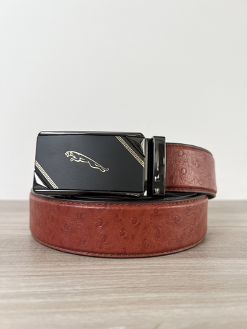 Dây nịt da bò 2 lớp vân Đà Điểu  bản 3.5cm-Khoá tự động- Thương Hiệu Gootik Fashion