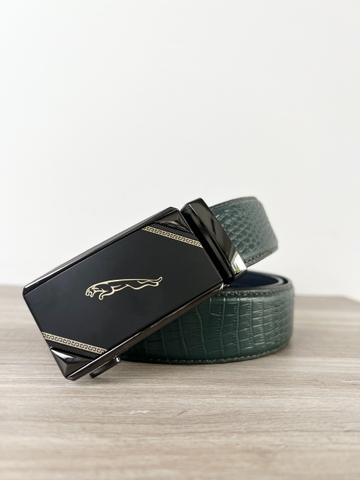 Dây nịt da bò vân cá sấu 2 lớp bản 3.5cm-Khoá tự động- Thương Hiệu Gootik Fashion