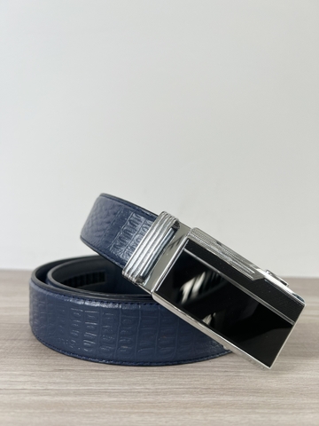Dây nịt da bò vân cá sấu 2 lớp bản 3.5cm-Khoá tự động- Thương Hiệu Gootik Fashion