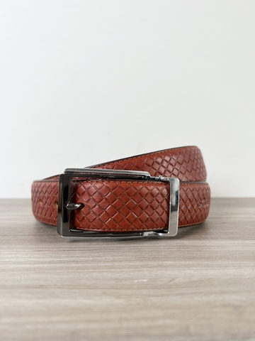 Dây nịt da bò vân đan 2 lớp bản 3.5cm-Khoá Kim Kẹp- Thương Hiệu Gootik Fashion