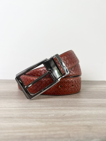 Dây nịt da bò vân đan 2 lớp bản 3.5cm-Khoá Kim Kẹp- Thương Hiệu Gootik Fashion