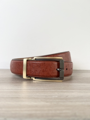 Dây nịt da bò vân đan 2 lớp bản 3.5cm-Khoá Kim Kẹp- Thương Hiệu Gootik Fashion