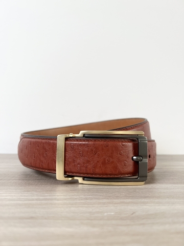 Dây nịt da bò vân đan 2 lớp bản 3.5cm-Khoá Kim Kẹp- Thương Hiệu Gootik Fashion