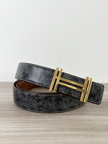Thắt Lưng Nam da bò dùng 2 mặt bản 3.5cm phối màu độc đáo-Khoá chữ H-Thương Hiệu Gootik Fashion