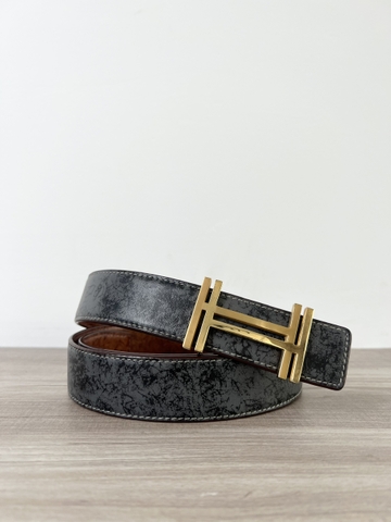 Thắt Lưng Nam da bò dùng 2 mặt bản 3.5cm phối màu độc đáo-Khoá chữ H-Thương Hiệu Gootik Fashion