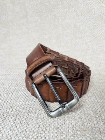 Thắt Lưng Nam da trâu 1 lớp ghép nối thủ công bản 3.8cm-Khoá Kim-Thương Hiệu Gootik Fashion