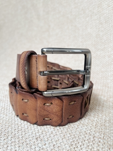 Thắt Lưng Nam da trâu 1 lớp ghép nối thủ công bản 3.8cm-Khoá Kim-Thương Hiệu Gootik Fashion