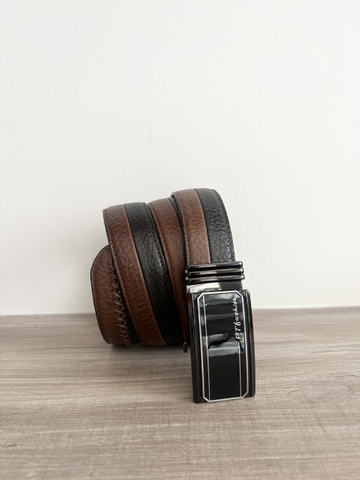 Thắt Lưng Nam da bò 2 lớp bản 3.5cm phối màu độc đáo-Khoá tự động-Thương Hiệu Gootik Fashion