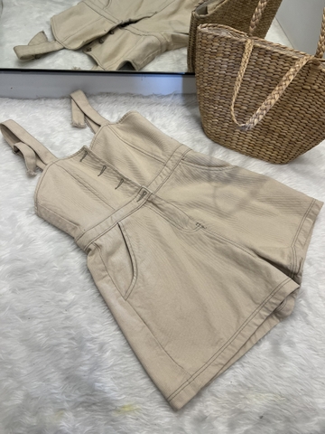 Quần Short Yếm Nữ Kem