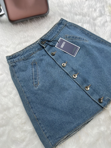 Chân Váy Jeans Chữ A Phối Nút