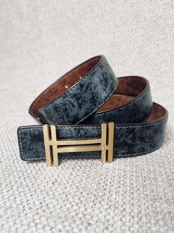 Thắt Lưng Nam da bò dùng 2 mặt bản 3.5cm phối màu độc đáo-Khoá chữ H-Thương Hiệu Gootik Fashion