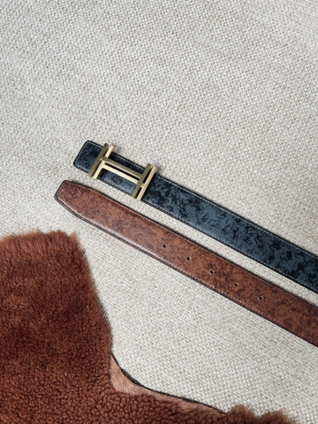 Thắt Lưng Nam da bò dùng 2 mặt bản 3.5cm phối màu độc đáo-Khoá chữ H-Thương Hiệu Gootik Fashion