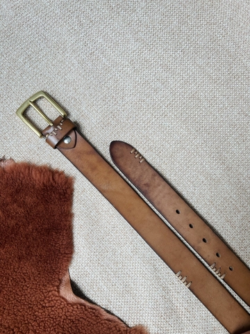 Thắt Lưng Nam da bò Ý 1 lớp màu wash Thủ Công bản 3.8cm-Khoá kim đồng nguyên khối-Thương Hiệu Gootik Fashion