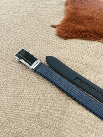 Dây nịt da bò vân cá sấu 2 lớp bản 3.5cm-Khoá tự động- Thương Hiệu Gootik Fashion