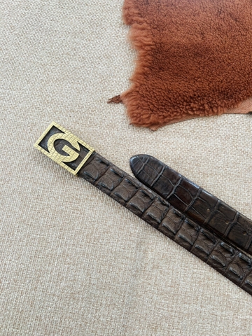 Thắt Lưng Nam Da cá sấu Gai bản 3.8cm-Khoá bấm chữ G cao cấp-Thương Hiệu Gootik Fashion