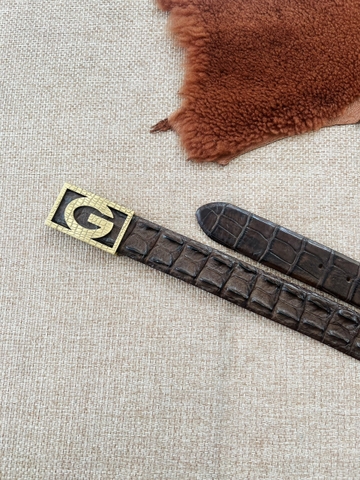Thắt Lưng Nam Da cá sấu Gai bản 3.8cm-Khoá bấm chữ G cao cấp-Thương Hiệu Gootik Fashion