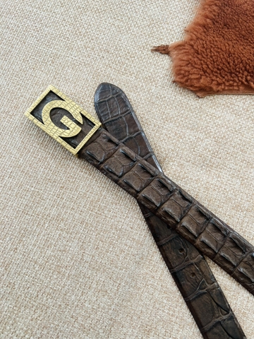Thắt Lưng Nam Da cá sấu Gai bản 3.8cm-Khoá bấm chữ G cao cấp-Thương Hiệu Gootik Fashion
