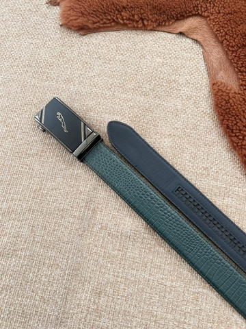 Dây nịt da bò vân cá sấu 2 lớp bản 3.5cm-Khoá tự động- Thương Hiệu Gootik Fashion