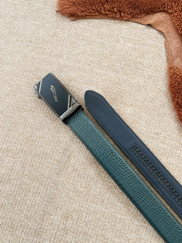 Dây nịt da bò vân cá sấu 2 lớp bản 3.5cm-Khoá tự động- Thương Hiệu Gootik Fashion