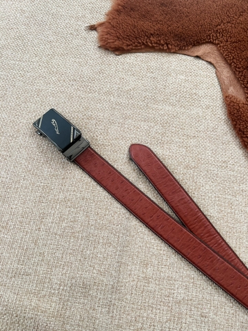 Dây nịt da bò 2 lớp vân Đà Điểu  bản 3.5cm-Khoá tự động- Thương Hiệu Gootik Fashion