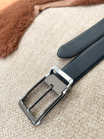 Dây nịt da bò vân Caro 2 lớp bản 3.5cm-Khoá kim kẹp-Thương Hiệu Gootik Fashion