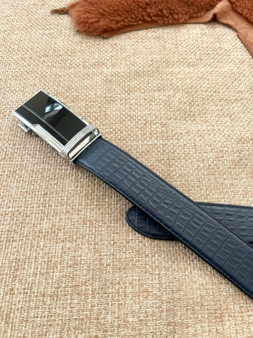 Dây nịt da bò vân cá sấu 2 lớp bản 3.5cm-Khoá tự động- Thương Hiệu Gootik Fashion