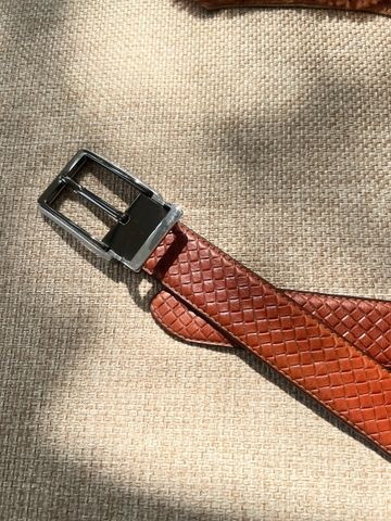 Dây nịt da bò vân đan 2 lớp bản 3.5cm-Khoá Kim Kẹp- Thương Hiệu Gootik Fashion