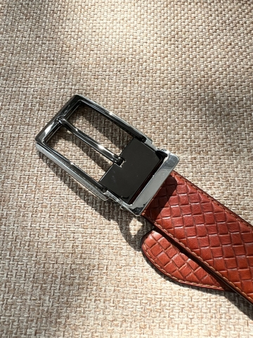 Dây nịt da bò vân đan 2 lớp bản 3.5cm-Khoá Kim Kẹp- Thương Hiệu Gootik Fashion