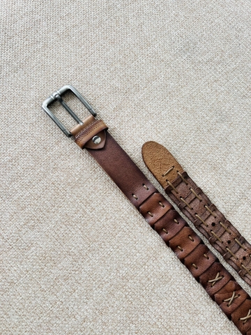 Thắt Lưng Nam da trâu 1 lớp ghép nối thủ công bản 3.8cm-Khoá Kim-Thương Hiệu Gootik Fashion