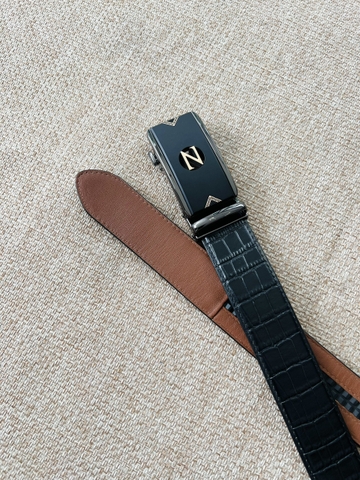 Thắt Lưng Nam da bò vân cá sấu 2 lớp bản 3.5cm-Khoá Tự Động-Thương Hiệu Gootik Fashion