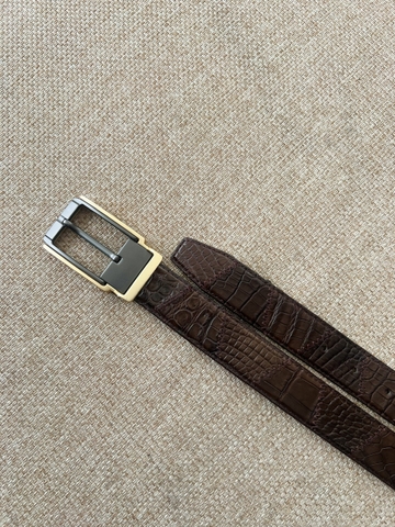 Thắt Lưng Nam da Cá Sấu may nối ziczac bản 3.5cm-Khoá kim kẹp-Thương Hiệu Gootik Fashion