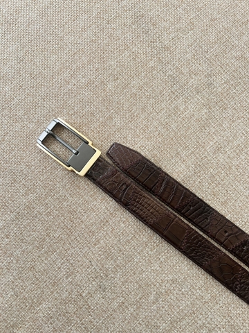 Thắt Lưng Nam da Cá Sấu may nối ziczac bản 3.5cm-Khoá kim kẹp-Thương Hiệu Gootik Fashion