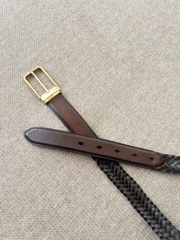 Thắt lưng Nam da bò đan phối bản 3.5cm-Khoá Kim-Thương Hiệu Gootik Fashion