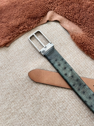 Dây nịt da Đà Điểu bản 3.5cm-Khoá kim kẹp- Thương Hiệu Gootik Fashion